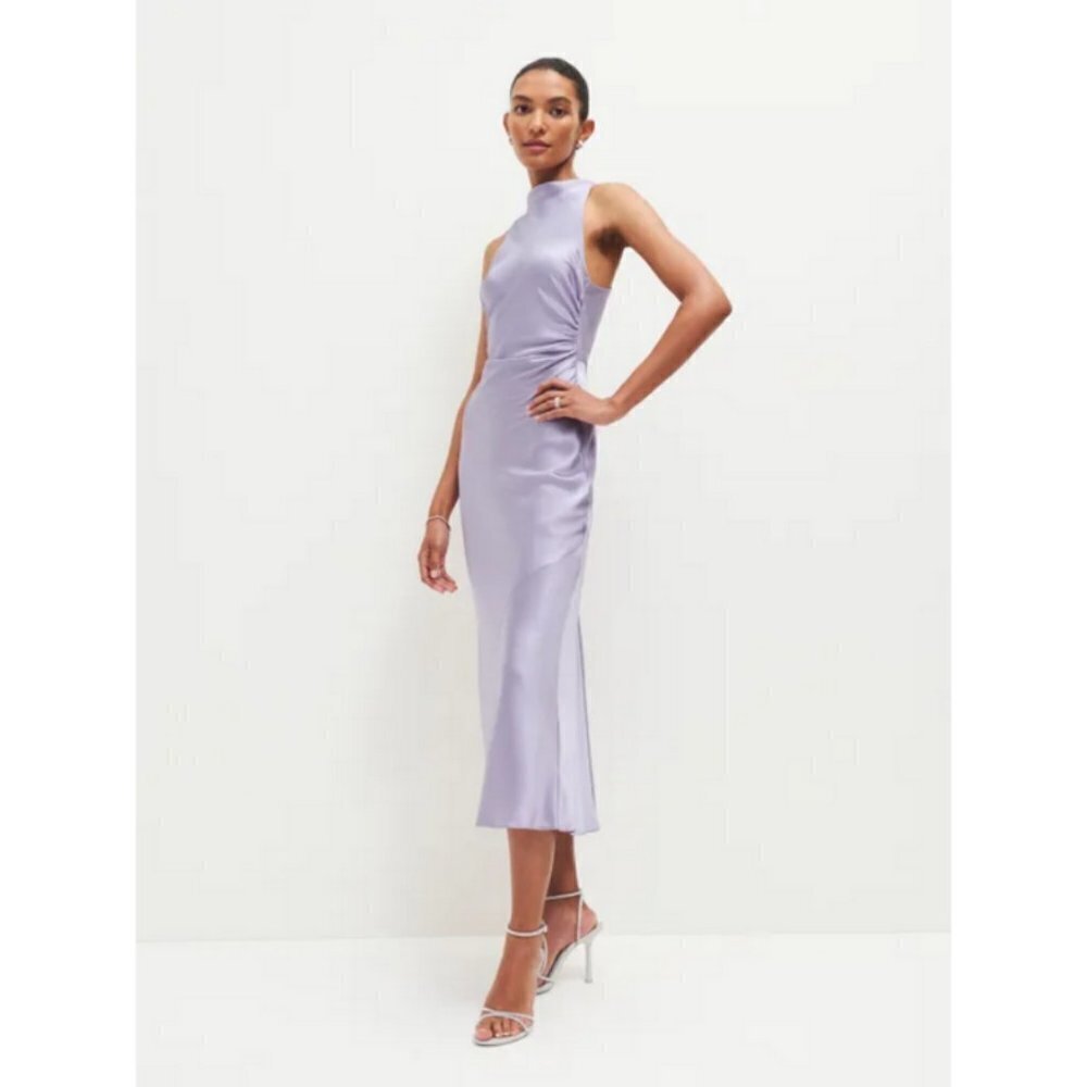 💕REFORMATION💕 Casette Silk Dress ~ Aura Lavender 10 NWT - Picture 5 of 15